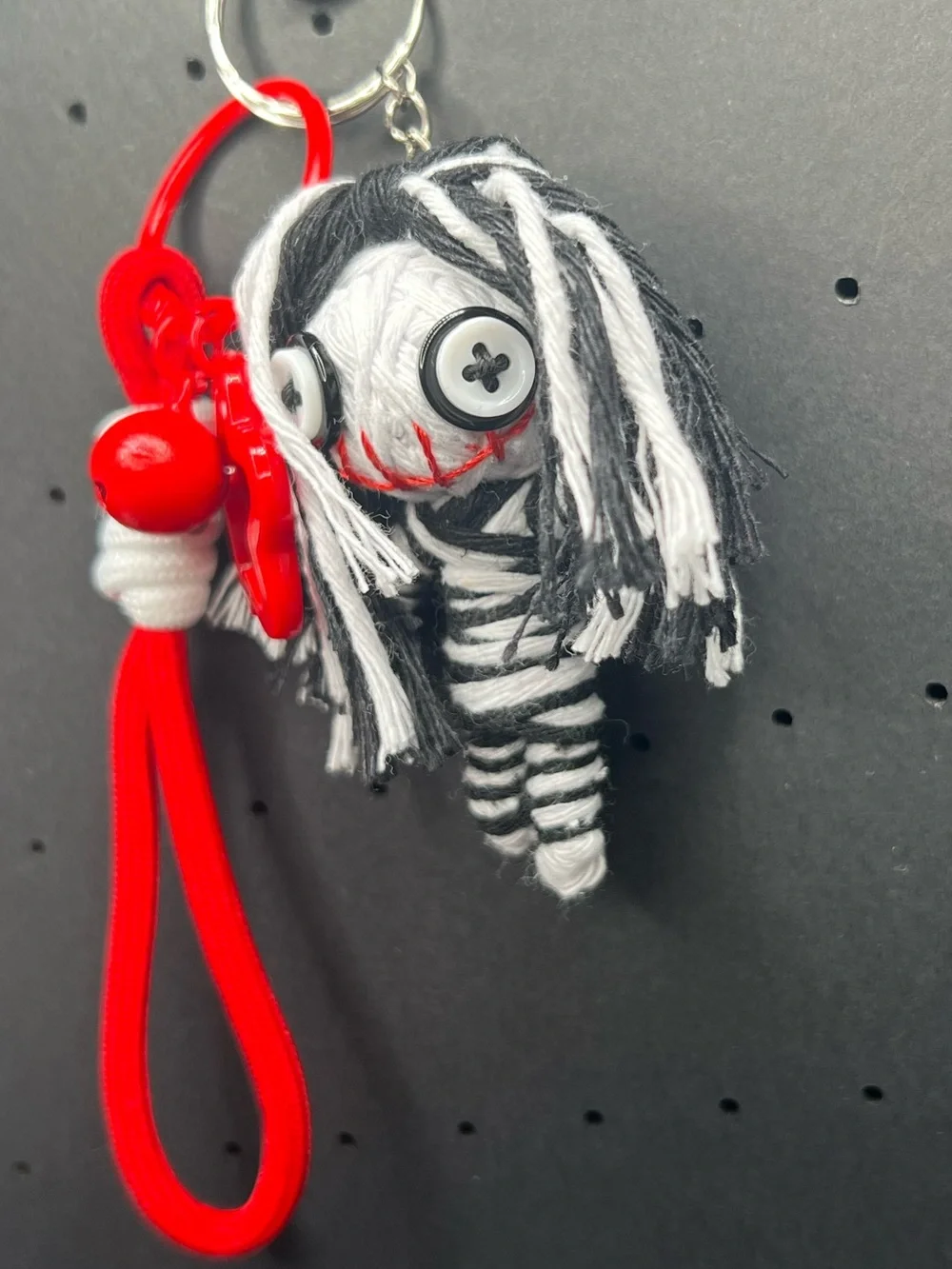 Handmade Voodoo Doll 3D Keychain Striped Gothic Star Bell Charm #5